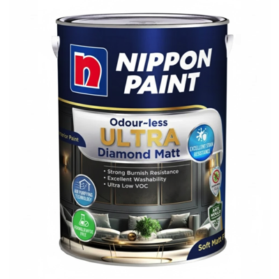 Nippon Paint Odourless DIAMOND MATT (SOFT MATT) 5L (EXCELLENT STAIN RESISTANCE)